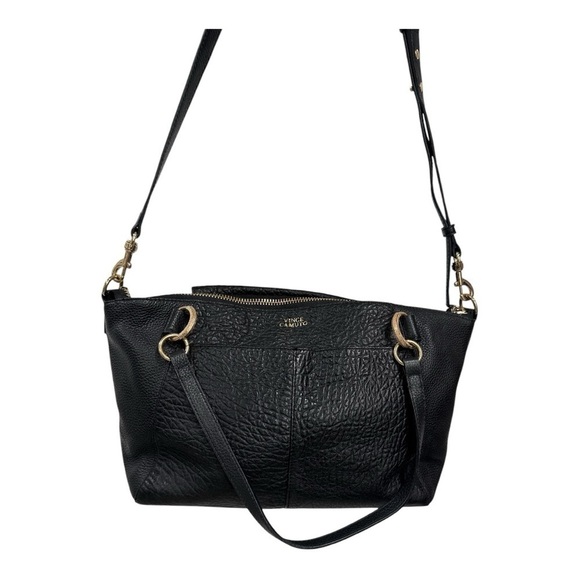 VINCE CAMUTO RAYA SATCHEL HANDBAG PURSE Black Leather - Picture 6 of 10